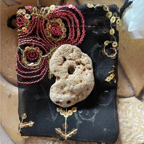 Hand Chosen Medium Hag Stone in Gift Pouch, Bodhi Gifts