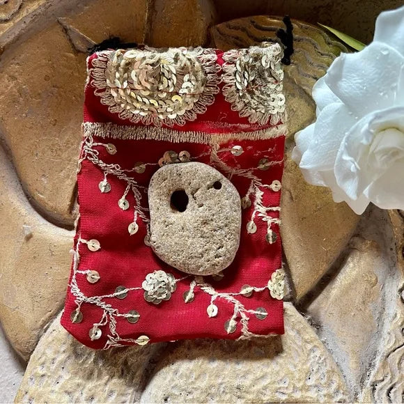 Hand Chosen Medium Hag Stone in Gift Pouch, Bodhi Gifts