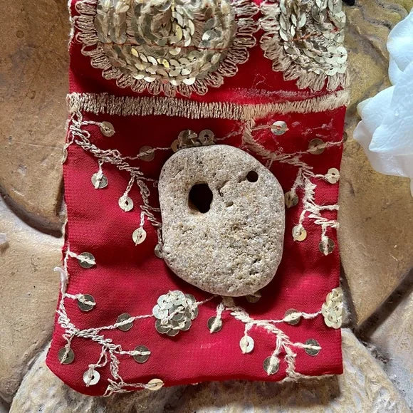 Hand Chosen Medium Hag Stone in Gift Pouch, Bodhi Gifts