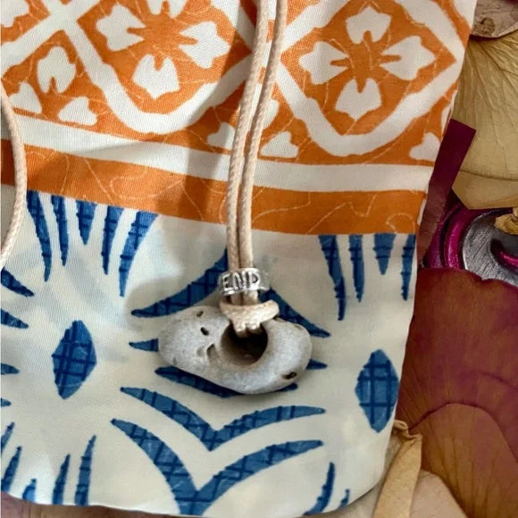 Friend Gift, Artisan 925 Silver Friend Bead and Hag Stone Pendant, Bodhi Jewelry