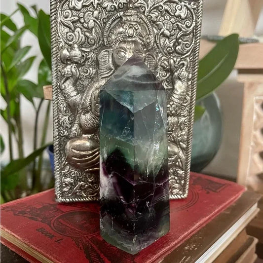 High Quality Fluorite Tower, Beautiful Rainbow Fluorite Tower, Bodhi Crystal Magic