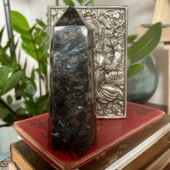 Arfvedsonite Tower, Natural Arfvedsonite, Bodhi Crystal Magic