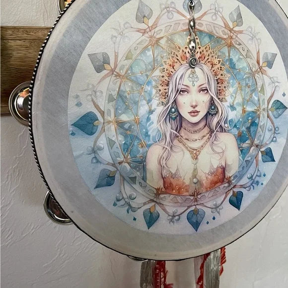 Indigo Goddess Wall Hanging with Silver Movement Charm, Bodhi Home Decor