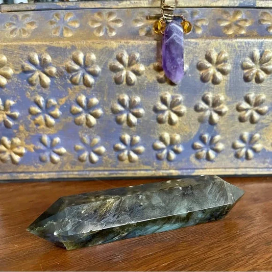 Labradorite Double Terminated Crystal Point Wand, Bodhi Crystal Magic