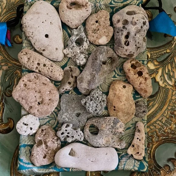 Large Lot of Hag Stones, Beach Stones, Good Luck Water Amulet, Bodhi Crystal Magic