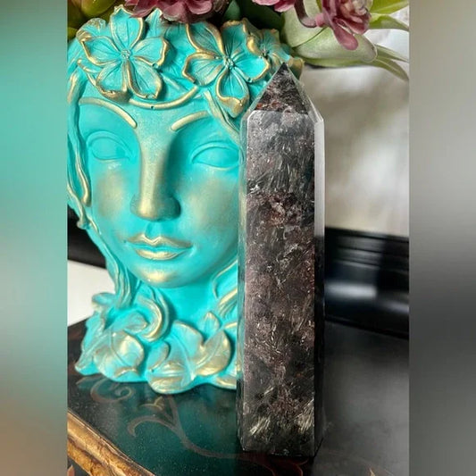 Arfvedsonite Tower, Natural Arfvedsonite, Arfvedsonite Obelisk, Bodhi Crystal Magic