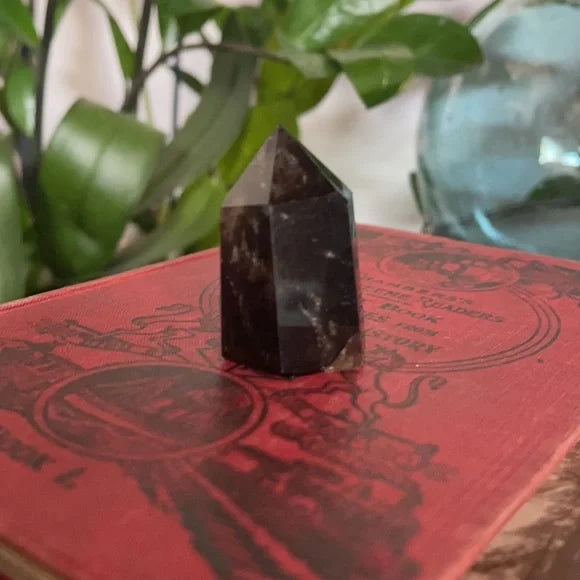 Natural Smoky Quartz Crystal Tower Healing Meditation Stone, Rainbow Inclusions, Bodhi Crystal Magic