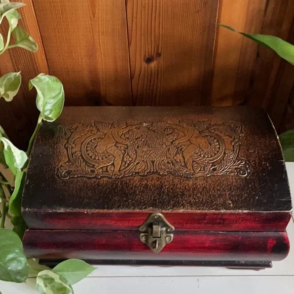 Unique Wooden Decorative Box with Cherub Detail, Bodhi Vintage