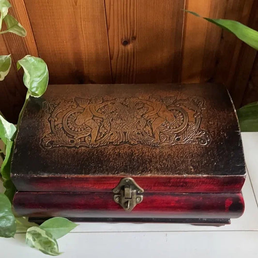 Unique Wooden Decorative Box with Cherub Detail, Bodhi Vintage