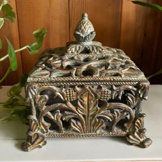 Handsome Ornate Cut Trinket Box, Bodhi Vintage