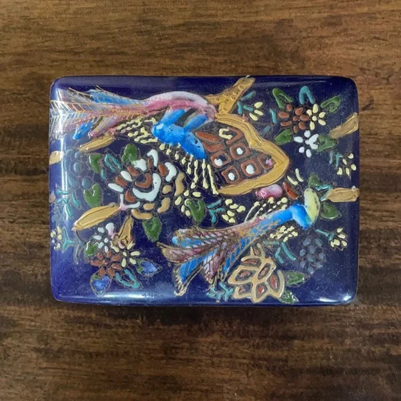 Cobalt Blue and Gold Cloisonné Trinket Box, Bodhi Vintage