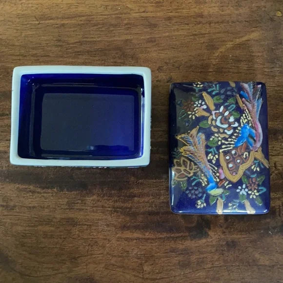 Cobalt Blue and Gold Cloisonné Trinket Box, Bodhi Vintage