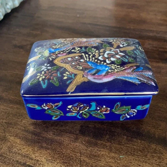 Cobalt Blue and Gold Cloisonné Trinket Box, Bodhi Vintage