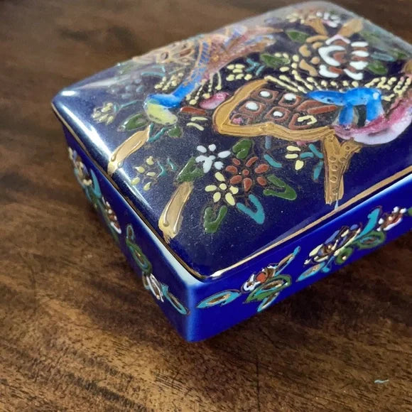 Cobalt Blue and Gold Cloisonné Trinket Box, Bodhi Vintage