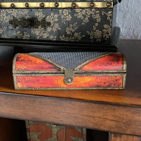 Unique Metal and Nail Detail Intricate Box, Bodhi Vintage