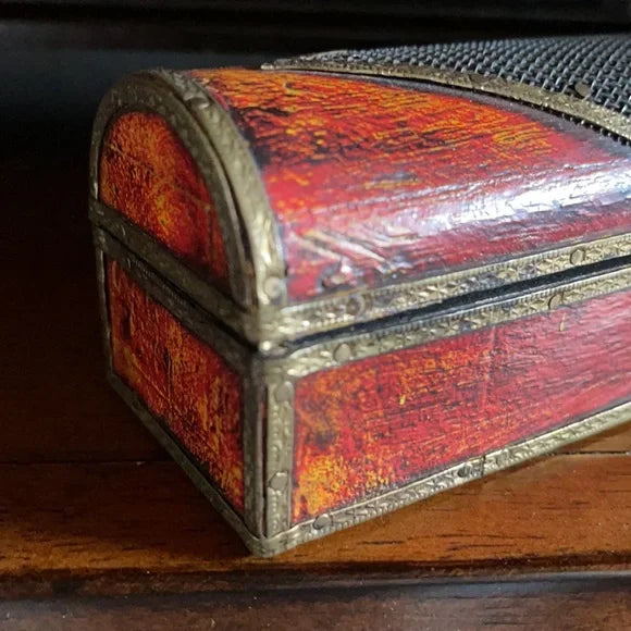 Unique Metal and Nail Detail Intricate Box, Bodhi Vintage