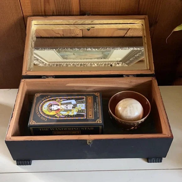 Mystical Oddities Box, Vintage Cedar Box, Lovecycled Vintage, Tarot Deck Box