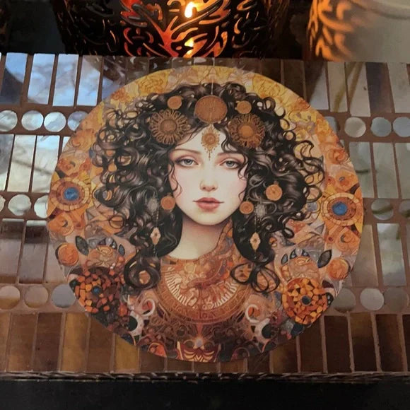 Old World Mystical Goddess Artwork on Tile Box, Bodhi Home Decor