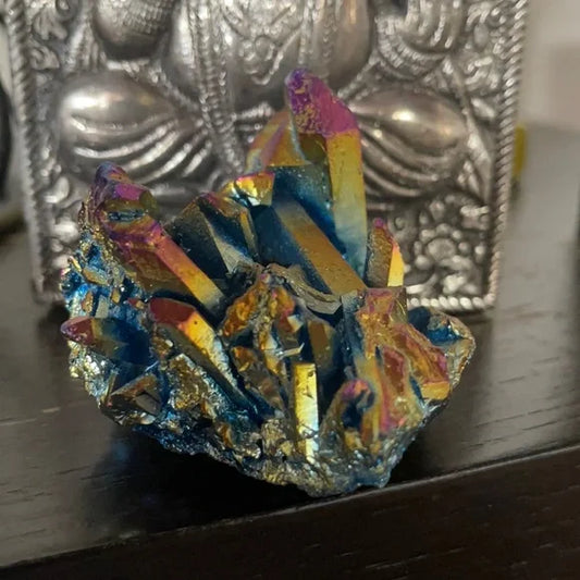 Gorgeous Rainbow Aqua Aura Quartz Crystal Cluster, Crystal Magic