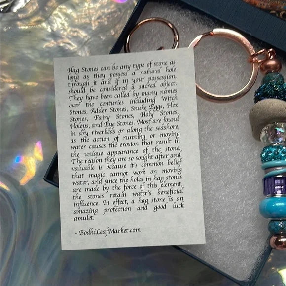 Mermaid Themed Keychain with Vintage Glass Lampwork Bead