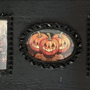 Vintage Style Halloween Frame and Art, Vintage Look Black Frame, Halloween Black Cat