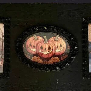 Vintage Style Halloween Frame and Art, Vintage Look Black Frame, Halloween Black Cat