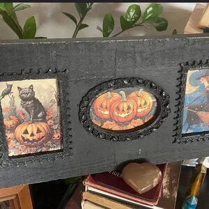 Vintage Style Halloween Frame and Art, Vintage Look Black Frame, Halloween Black Cat