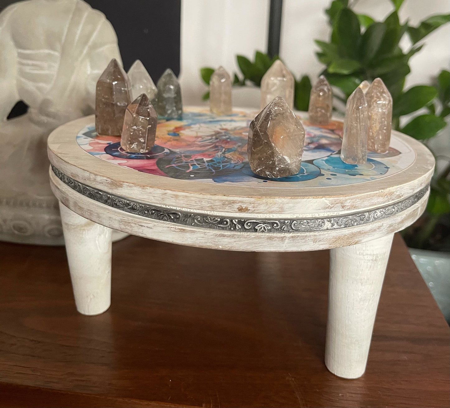 Indigo Goddess Crystal Grid Table, Bodhi Home Decor