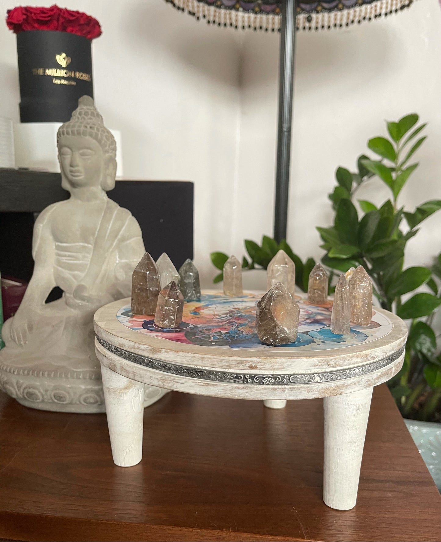 Indigo Goddess Crystal Grid Table, Bodhi Home Decor
