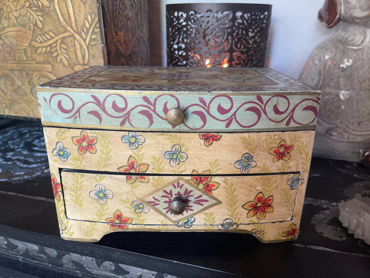 Spirited Bohemian Vintage Jewelry Box, Tarot Box, Home Decor