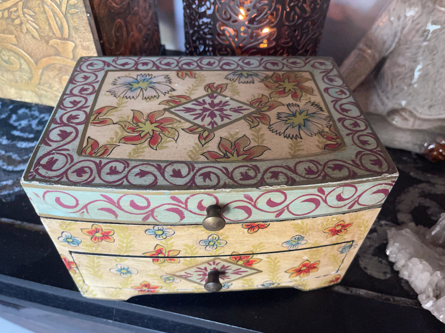 Spirited Bohemian Vintage Jewelry Box, Tarot Box, Home Decor