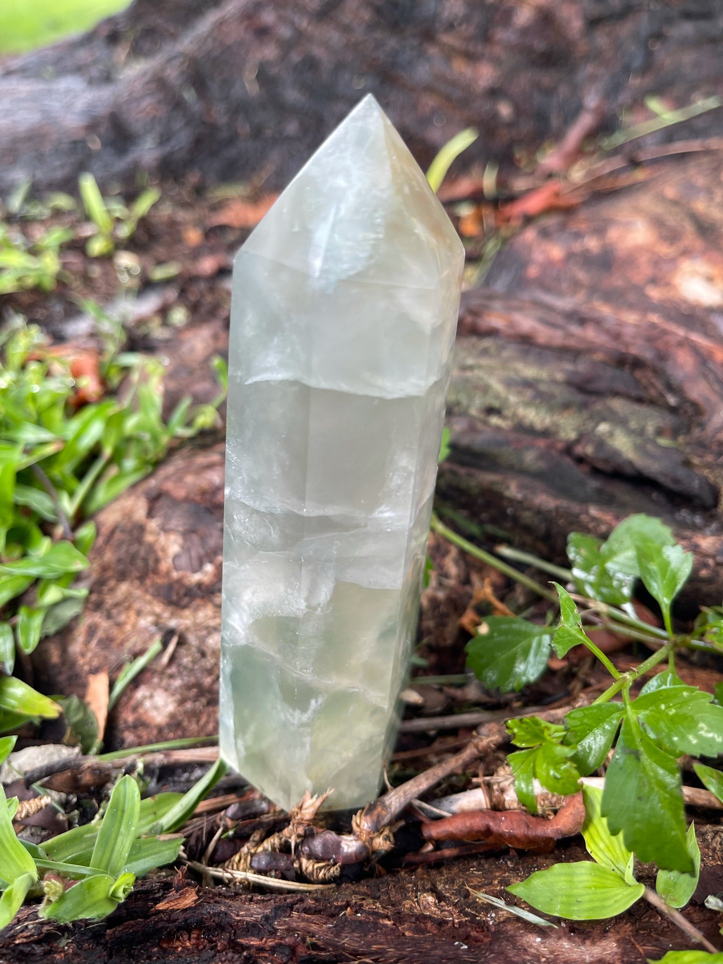 Soft Greens, Violet and Yellows Fluorite Tower, Crystal Magic