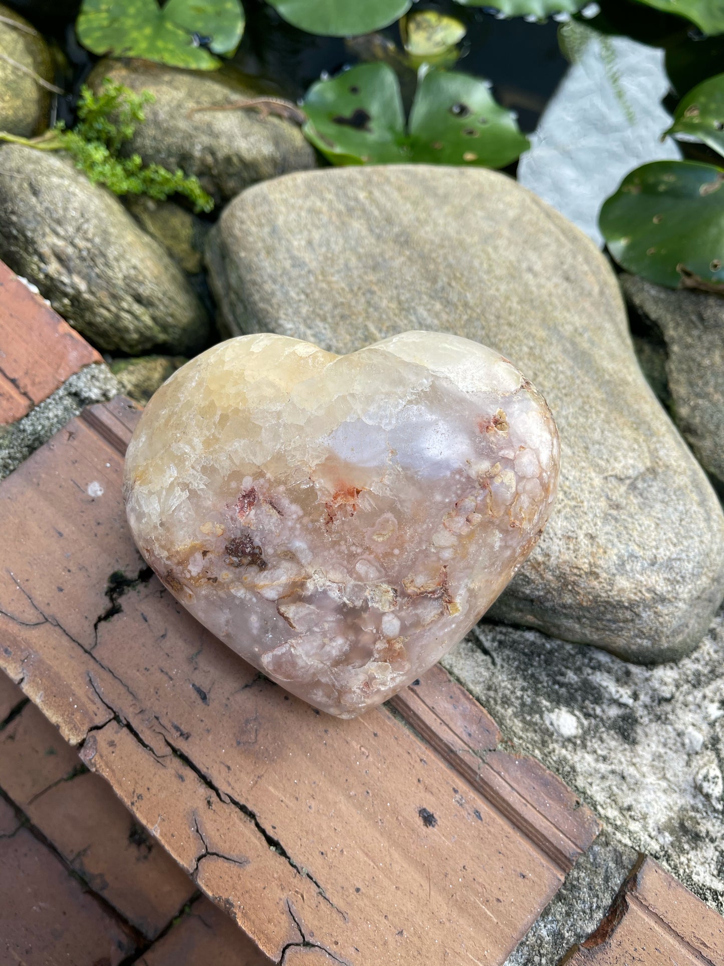 Large Agate Heart, 1.1 lbs, Cherry Blossom Agate, Crystal Magic
