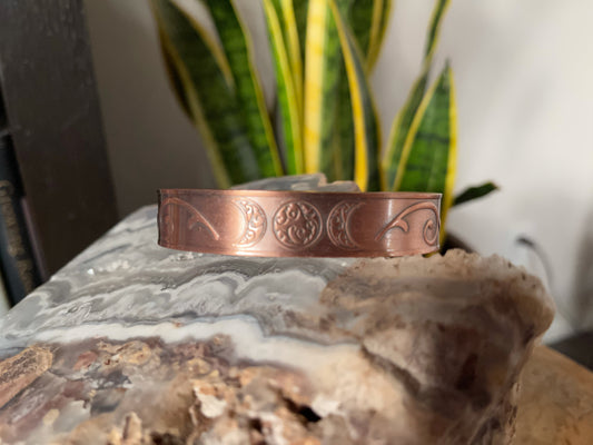 Unisex Triple Moon Copper Bracelet, Bodhi Jewelry