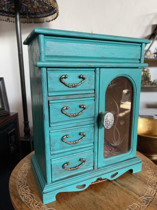 Beach Cottage Jewelry Cabinet, Lovecycled Vintage Cabinet