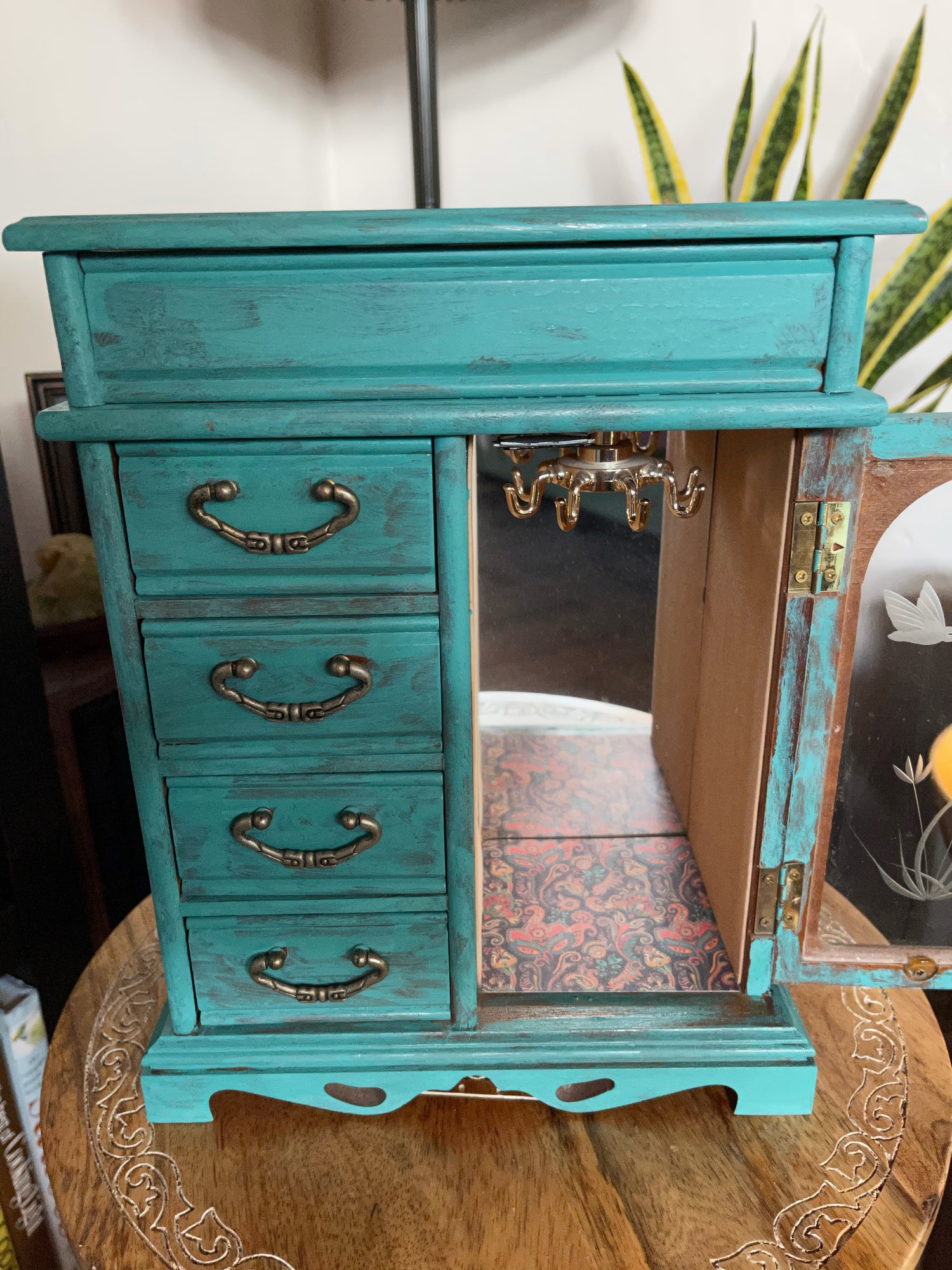 Vintage Jewelry Cabinet Redo with Paint and Mod Podge - Garden Sanity by  Pet Scribbles