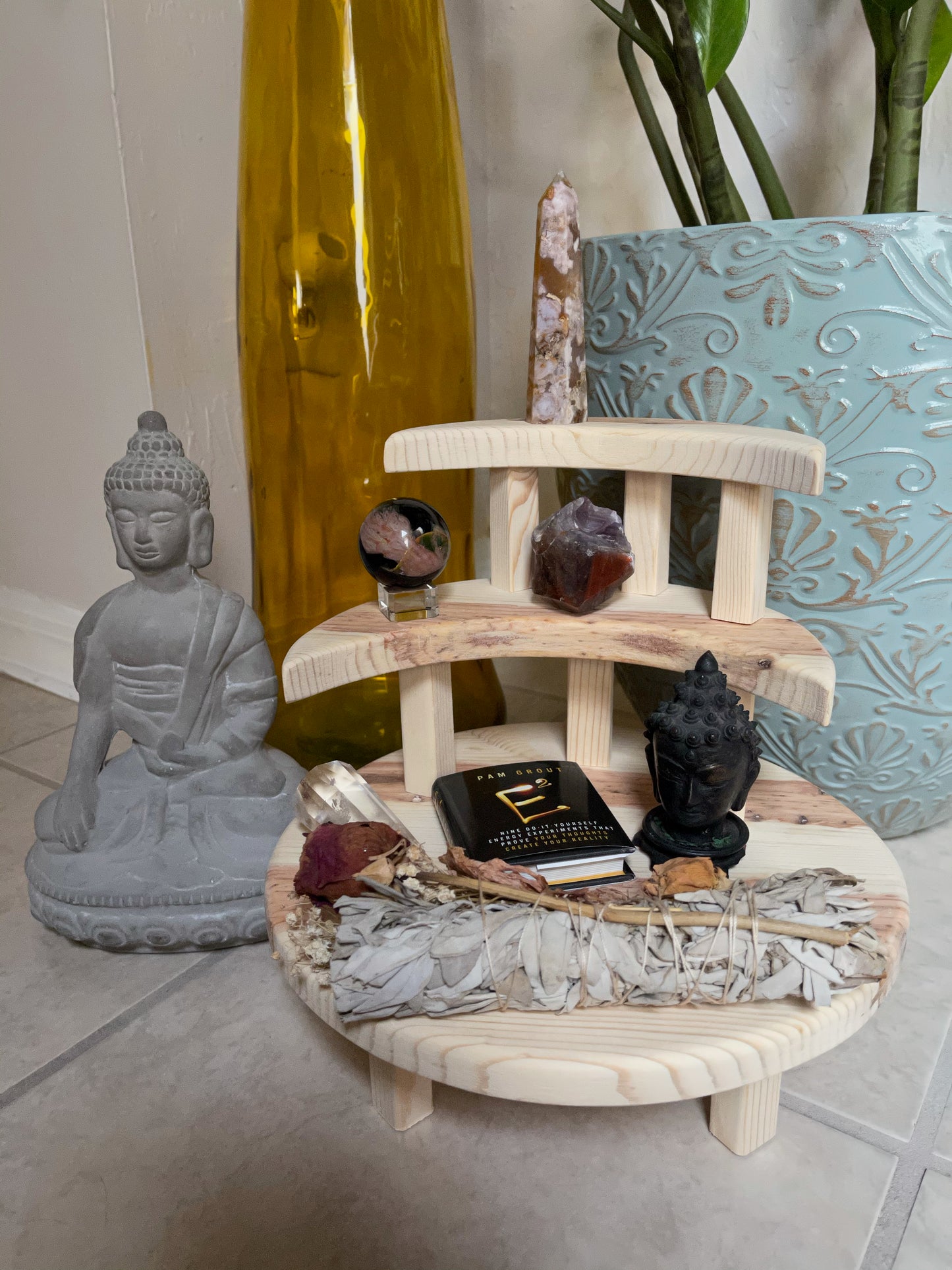 Crescent Moon Meditation Set, Highly Figured Pine, Home Decor