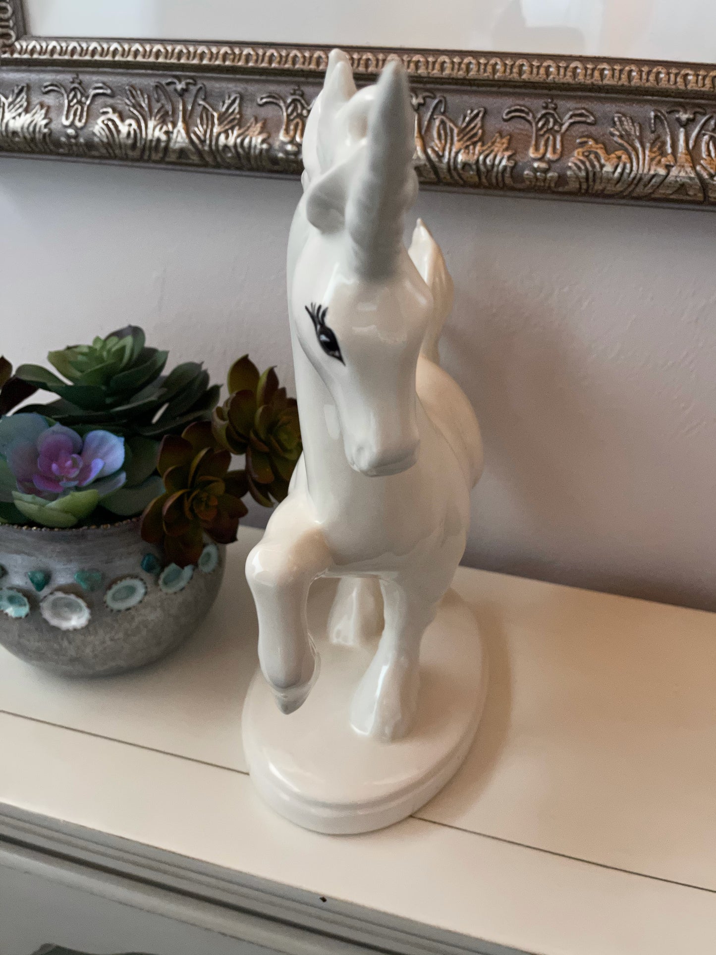 Fabulous Vintage Ceramic Standing Unicorn, Old World Vintage