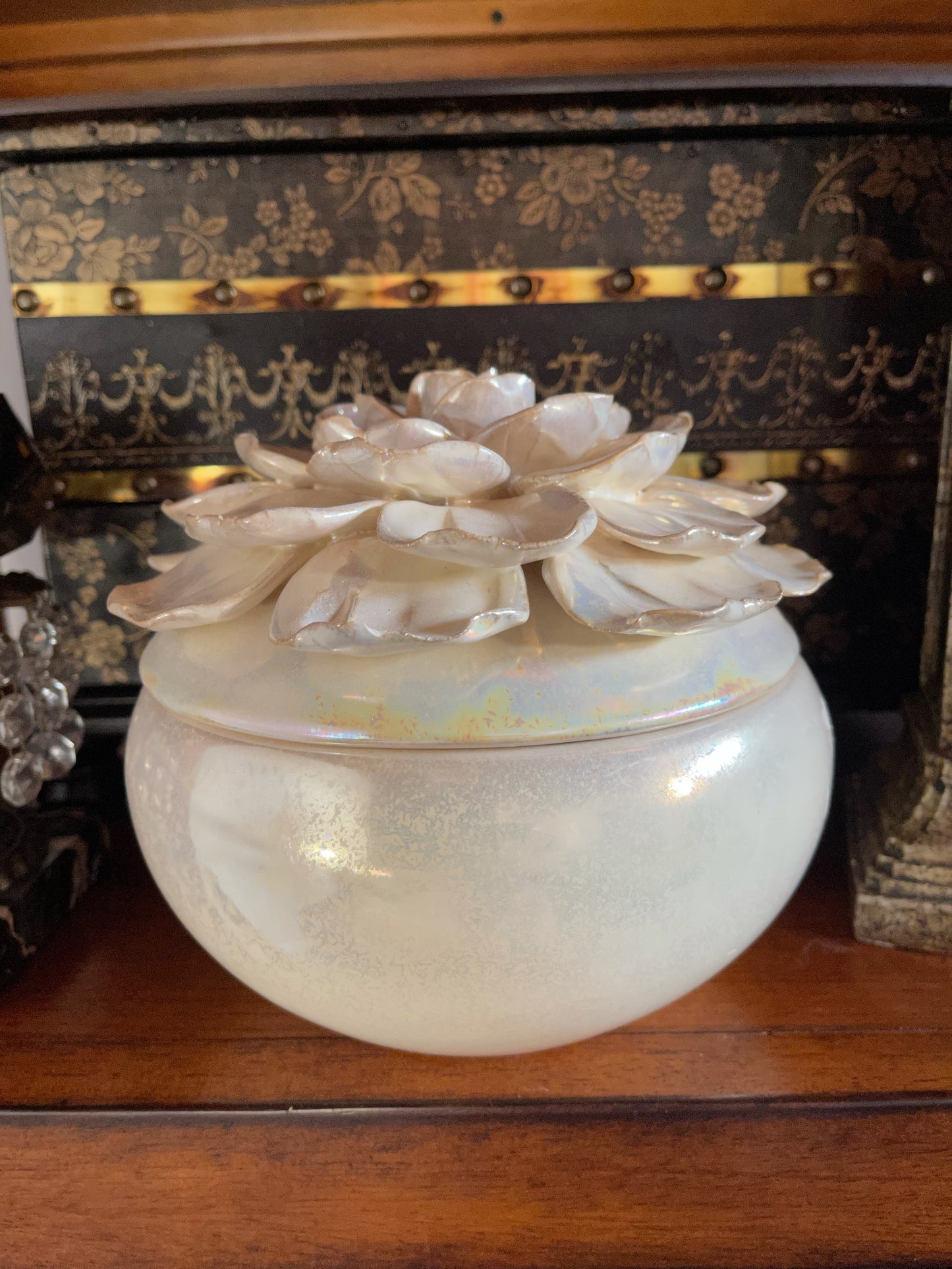 Glam Collection, Vintage Lustre Floral Bowl, Home Decor