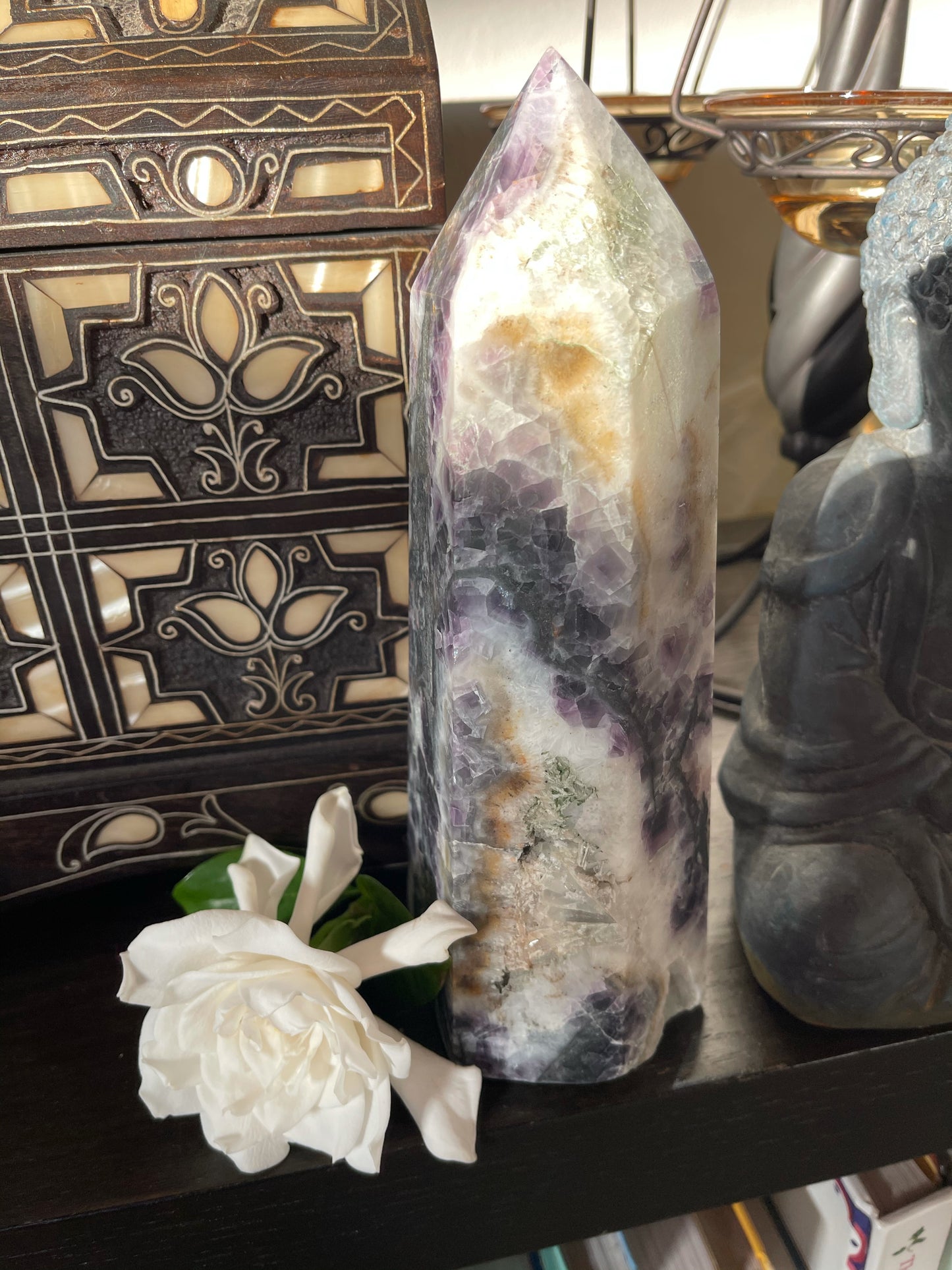 Extra Large Purple Fluorite Quartz Tower, Druzy Quartz Tower, Crystal Magic