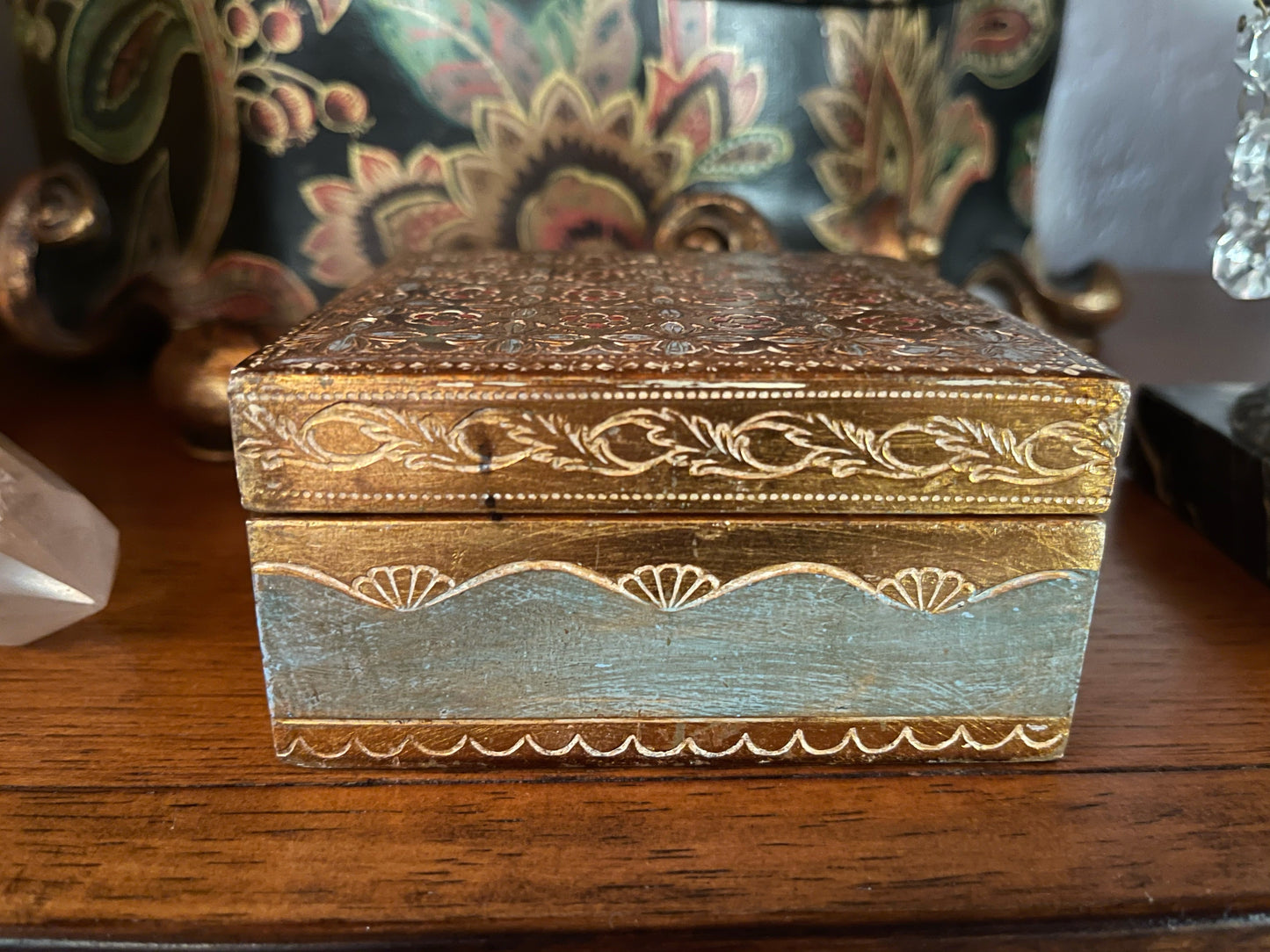 Striking Vintage Trinket Box, Made in France, Old World Vintage