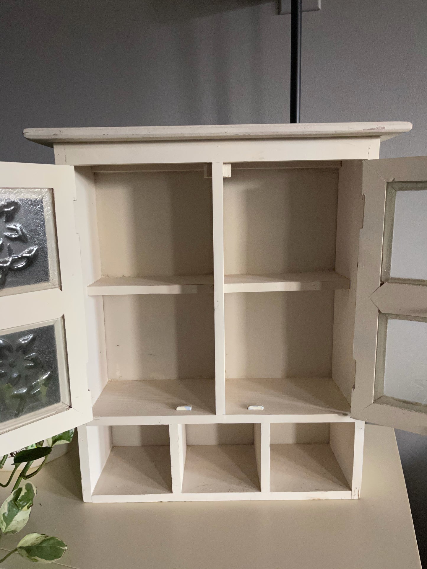 Old World Vintage Cabinet, Original Glass Panels