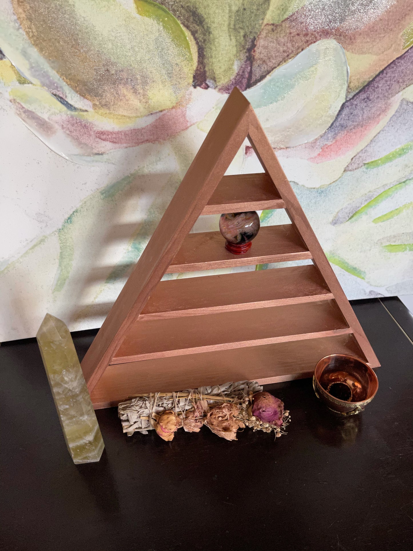 Retired White Copper Triangle Shelf, Home Decor