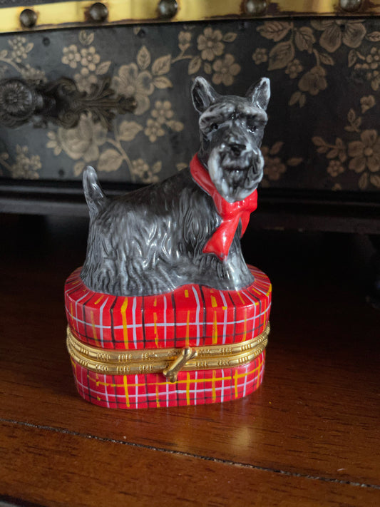 Sweet Scottie Dog Trinket Box, Old World Vintage