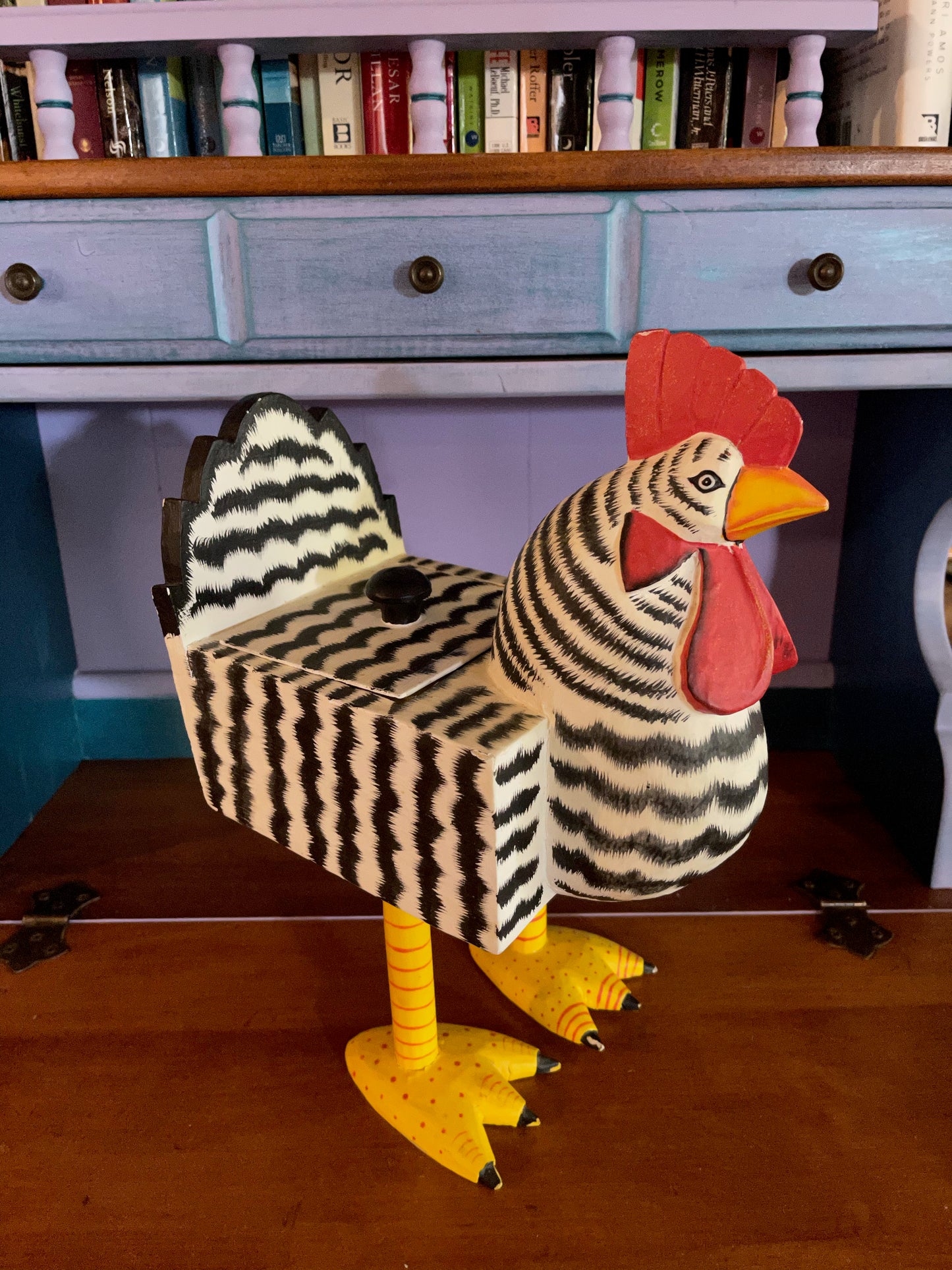 Unique Square Chicken, Square Rooster, Old World Vintage