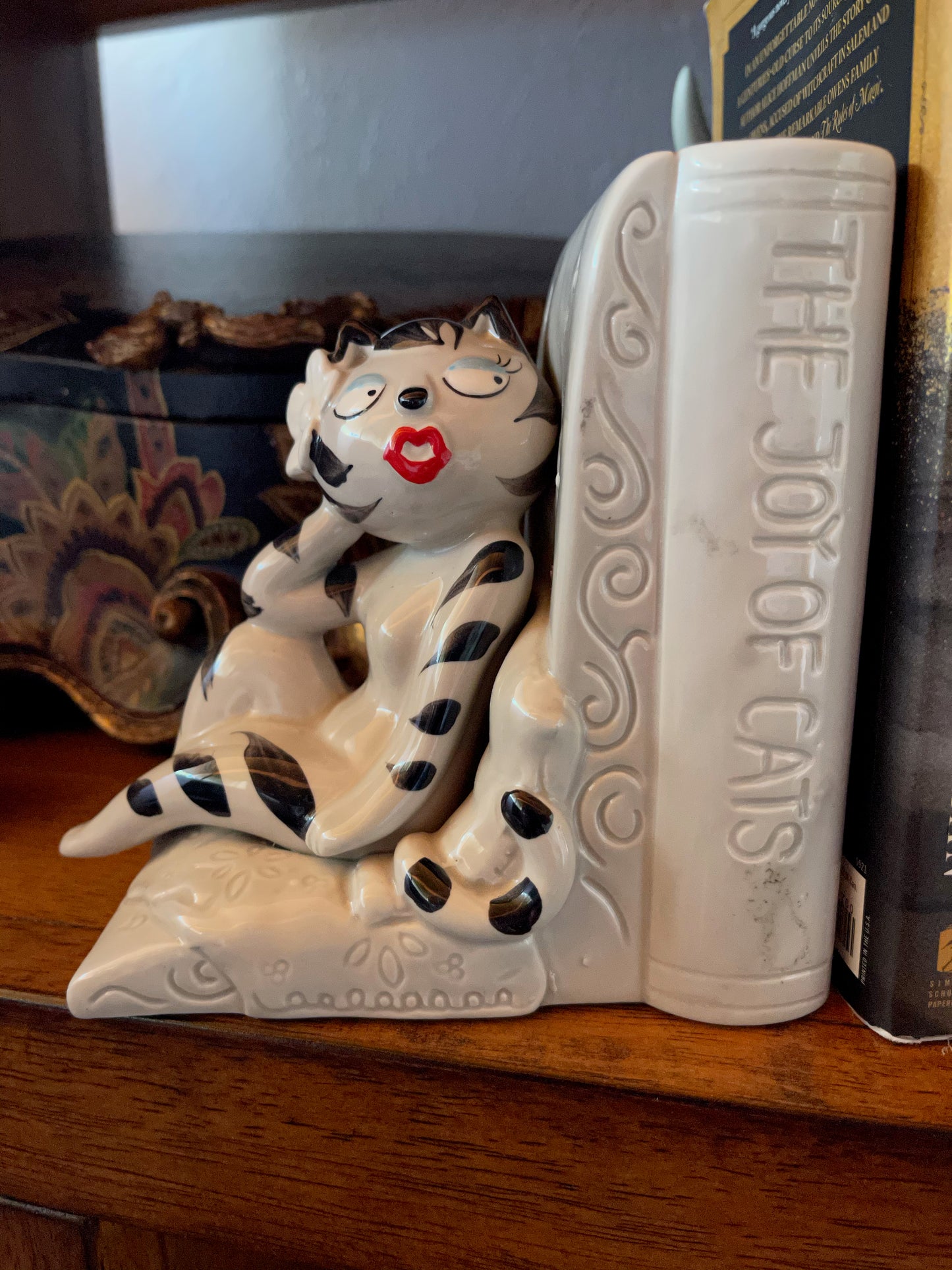 RARE The Joy of Cats Bookends, Comical Cat Bookends, Home Decor