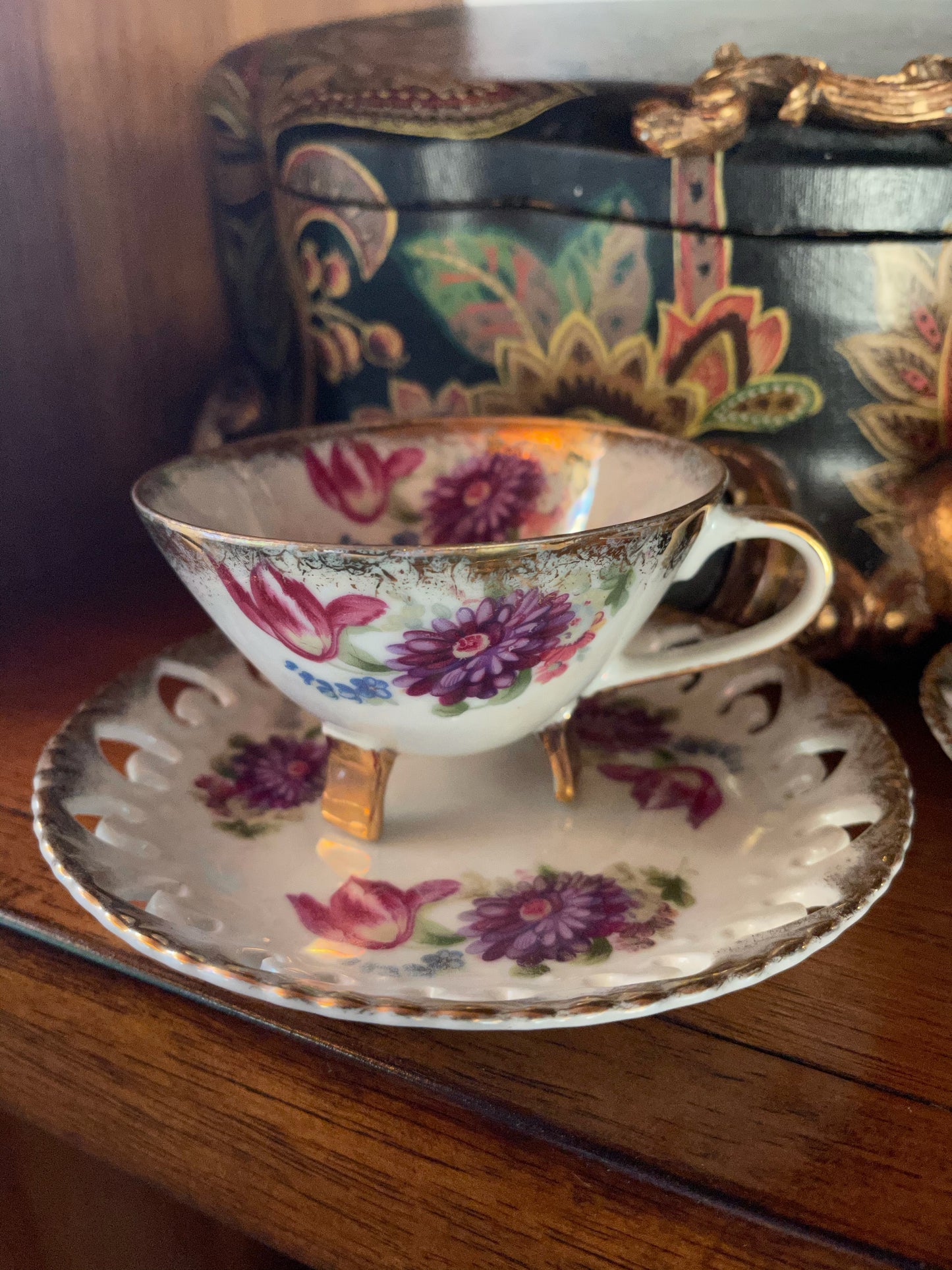 Lustre Vintage Tea Cup and Saucer, Old World Vintage