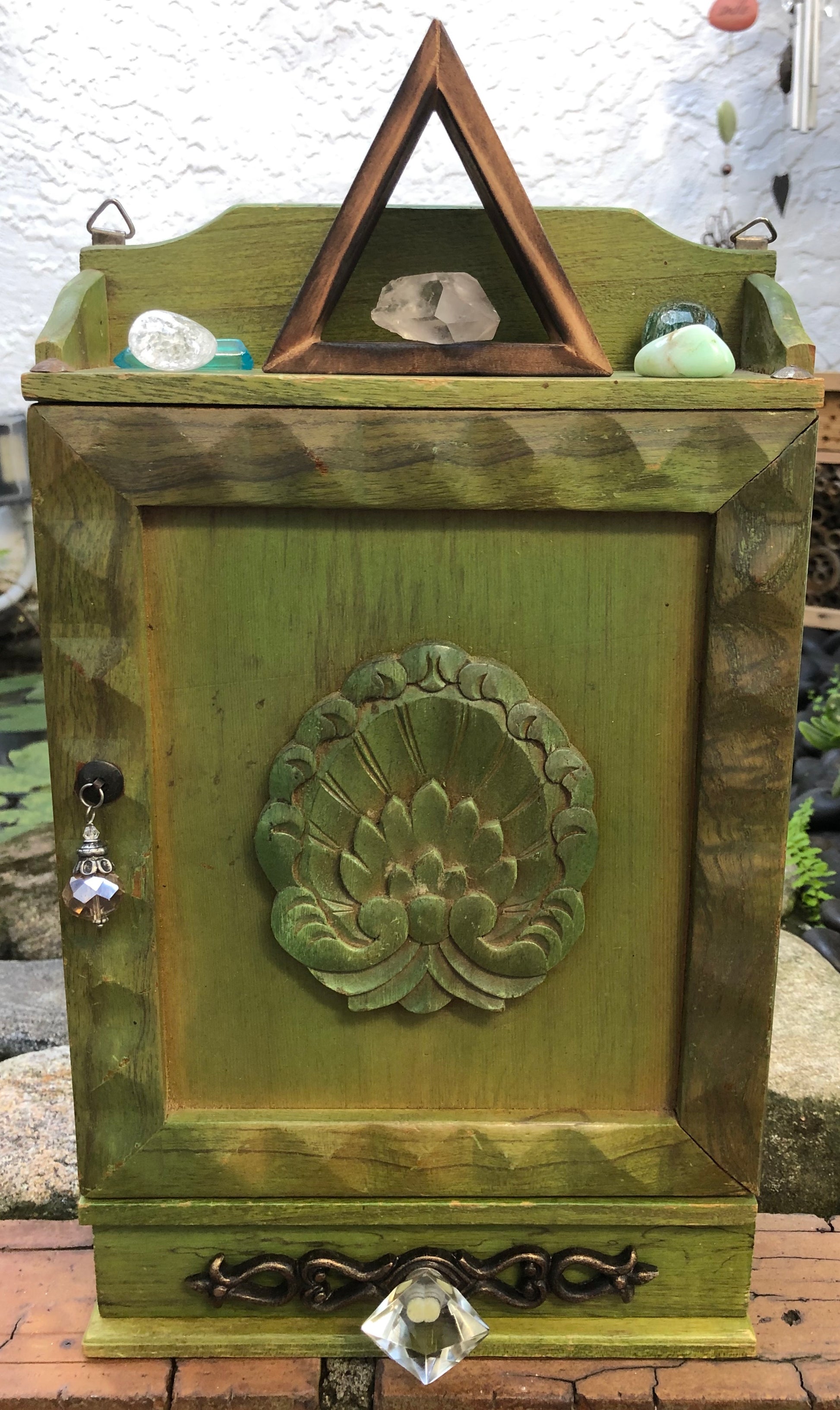 Antique Cabinet, Witch's Cabinet, Witch's Herb Cabinet, Kitchen Witch, Witch's Herb, Vintage Apothecary Cabinet, Rich Green Vintage Cabinet