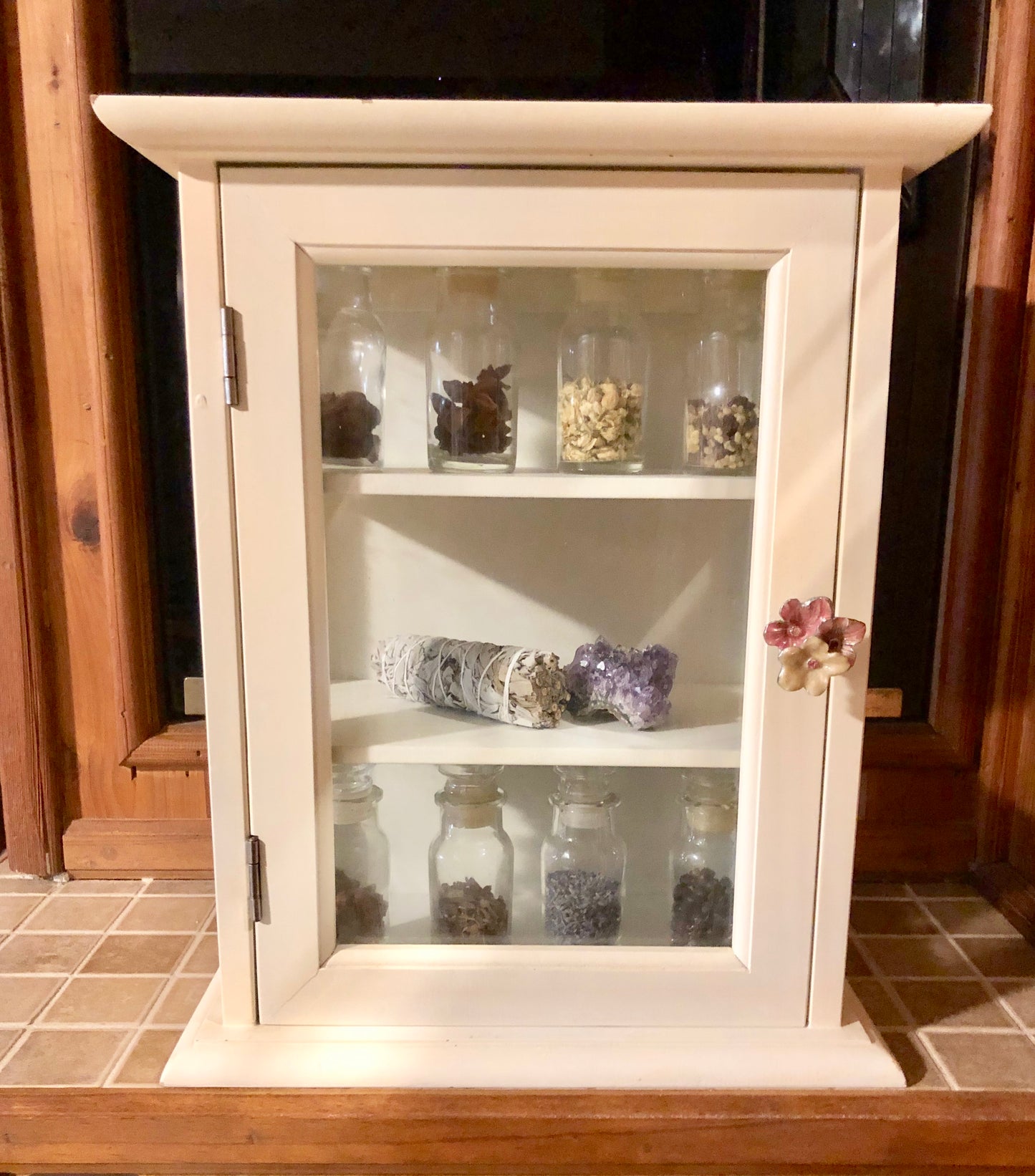 Kitchen Witch Cabinet with Eight Vintage Jars, Lovecycled