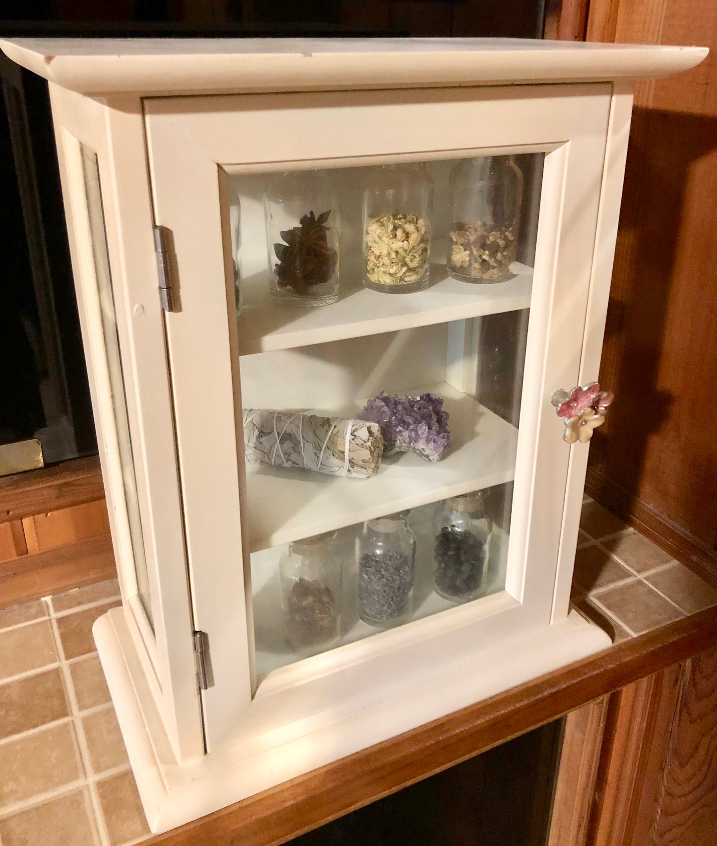 Kitchen Witch Cabinet with Eight Vintage Jars, Lovecycled